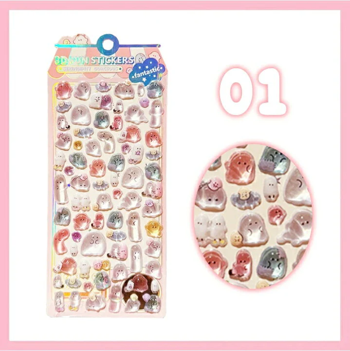 Kawaii 3D Fun Stickers - Puffy Pastel Animal & Character Sticker Jelly Sheet - Image 2