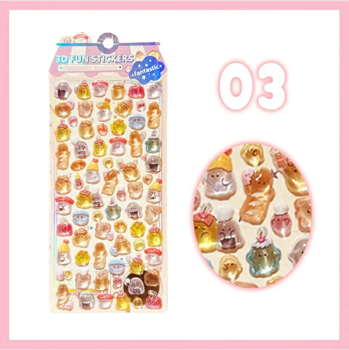 Kawaii 3D Fun Stickers - Puffy Pastel Animal & Character Sticker Jelly Sheet - Image 4