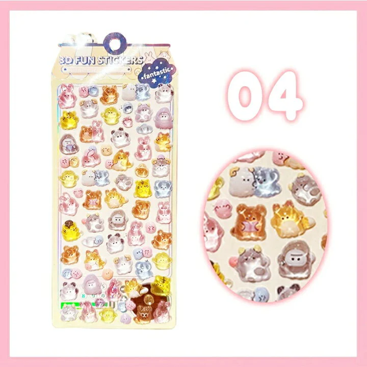 Kawaii 3D Fun Stickers - Puffy Pastel Animal & Character Sticker Jelly Sheet - Image 5