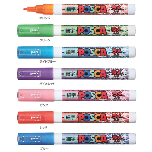 POSCA Fine Glitter Marker - Set of 7 Colors - Image 2