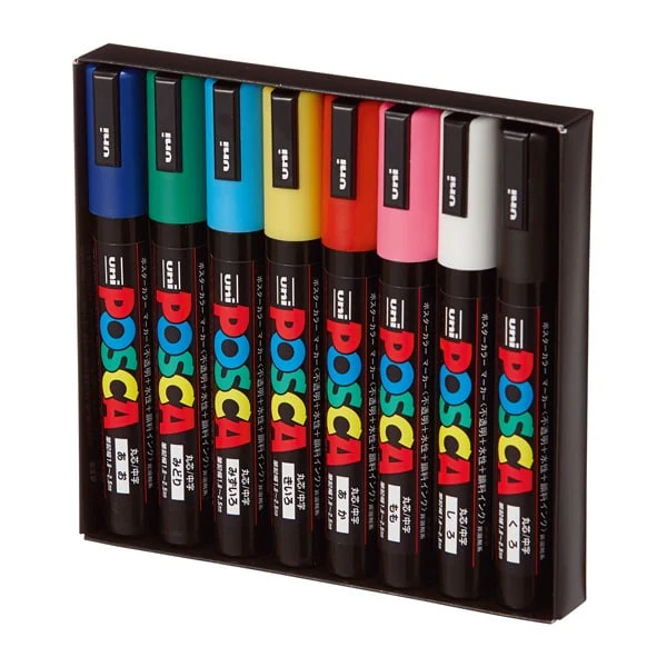 POSCA Acrylic Paint Marker PC-5M Medium Set of 8 Colors - Image 2