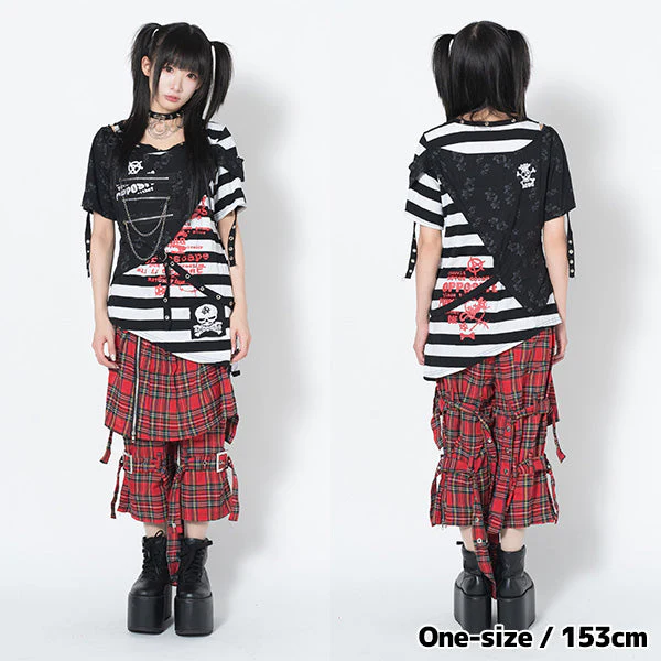 ACDC RAG Punks Border T-Shirt Skull Chains & Street Stripes - Image 11