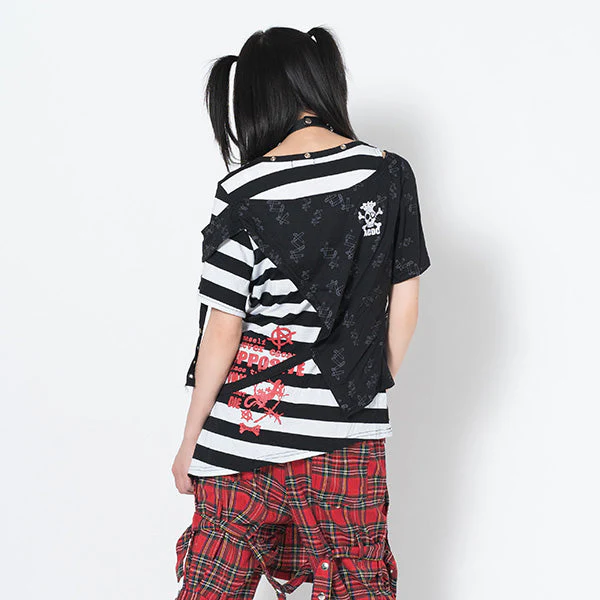 ACDC RAG Punks Border T-Shirt Skull Chains & Street Stripes - Image 7