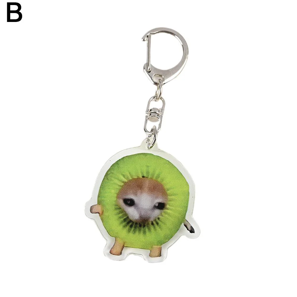 Meme Cat Food Fruit Faced Animal Acrylic Keychains - Image 11