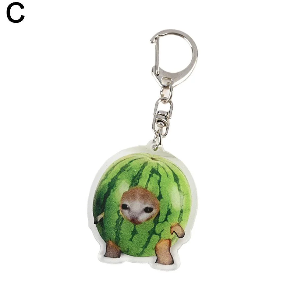 Meme Cat Food Fruit Faced Animal Acrylic Keychains - Image 12