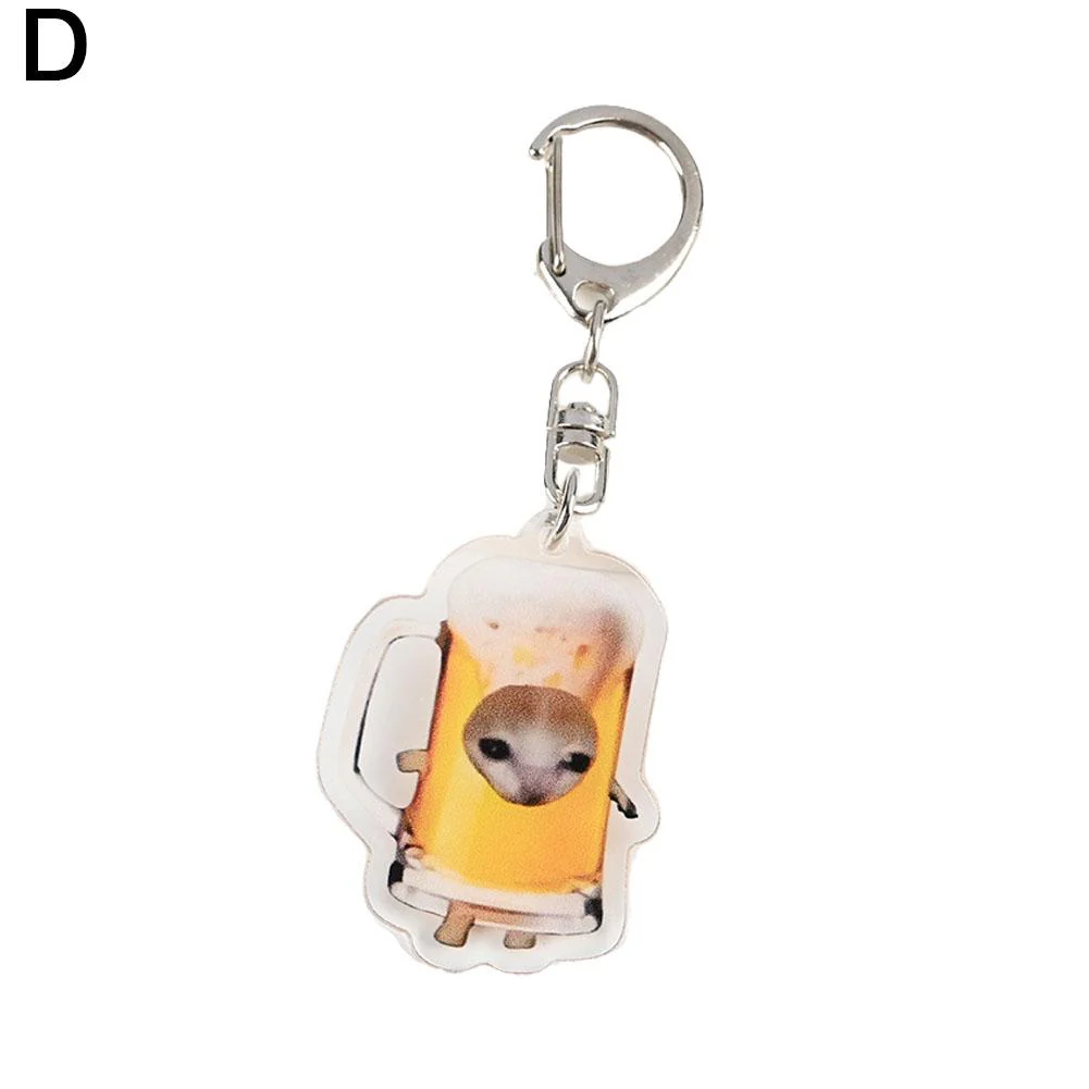 Meme Cat Food Fruit Faced Animal Acrylic Keychains - Image 13