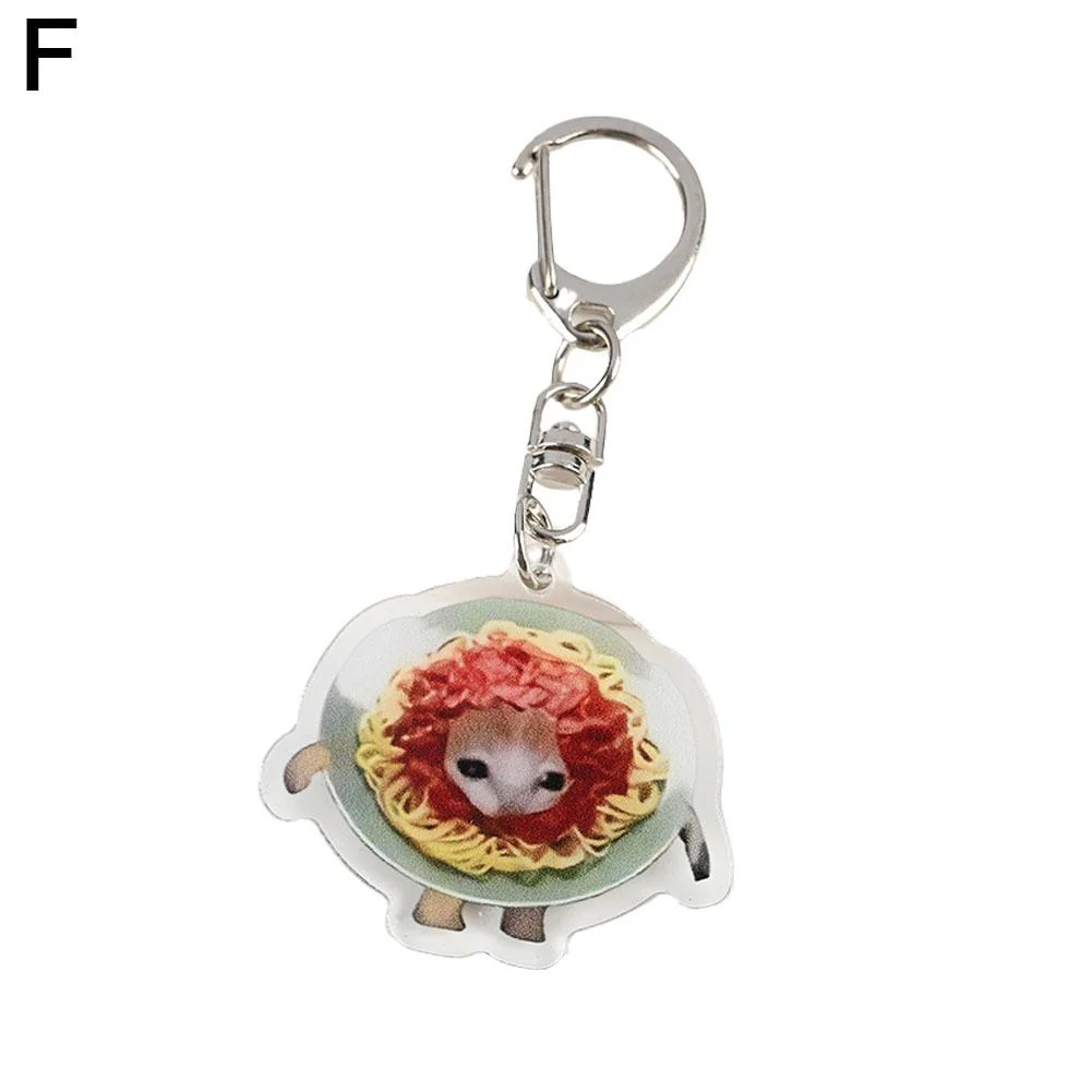 Meme Cat Food Fruit Faced Animal Acrylic Keychains - Image 15