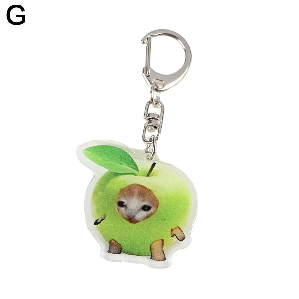 Meme Cat Food Fruit Faced Animal Acrylic Keychains - Image 16