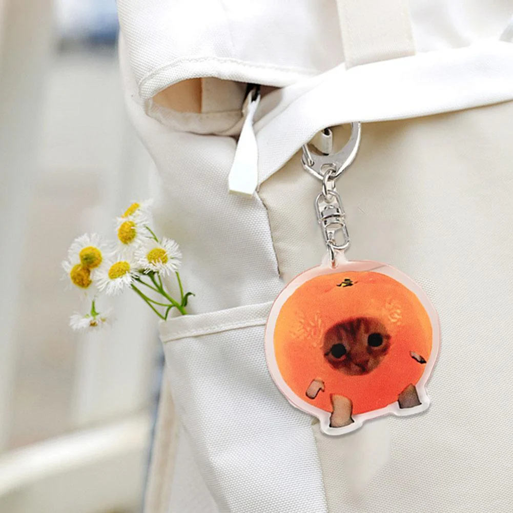 Meme Cat Food Fruit Faced Animal Acrylic Keychains - Image 5