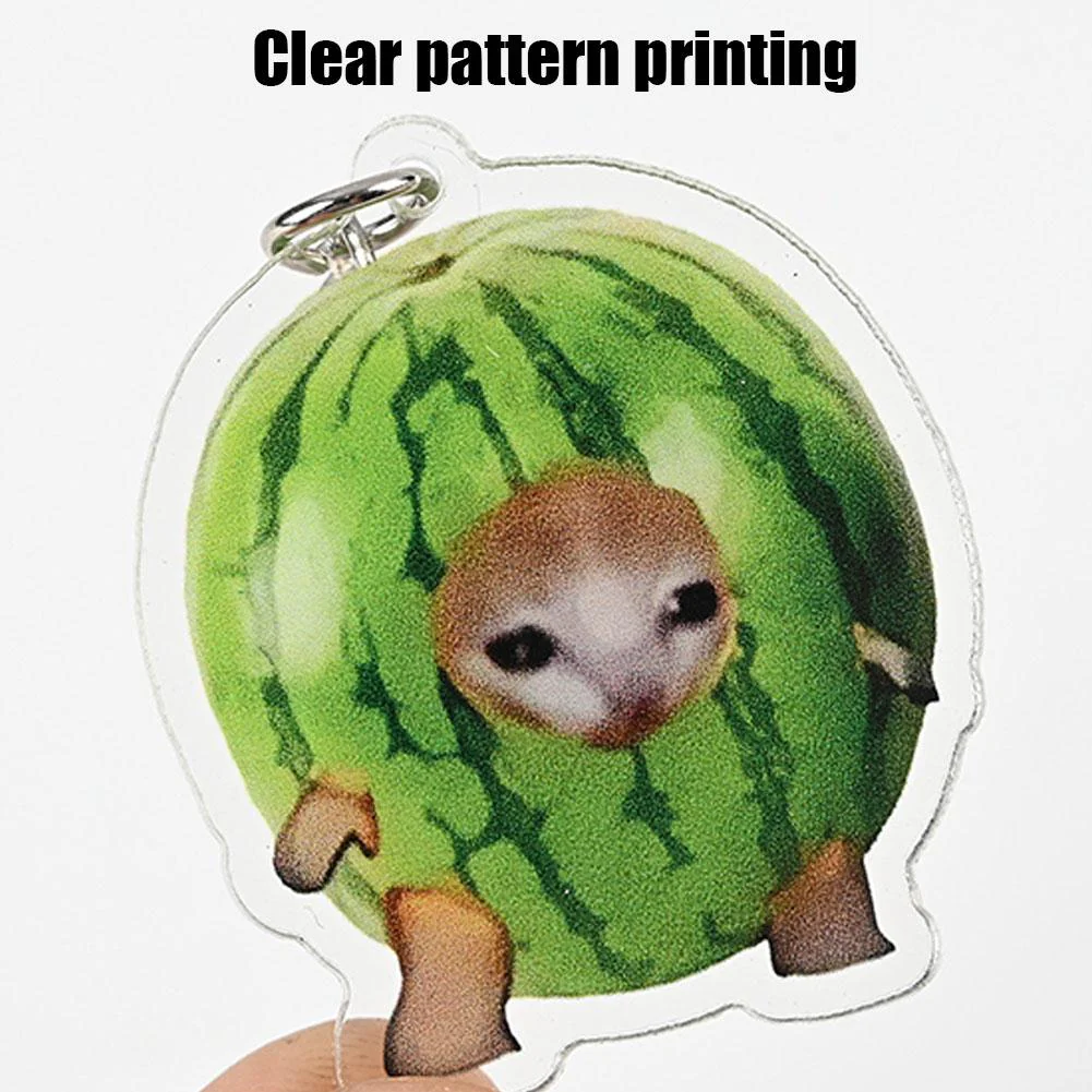 Meme Cat Food Fruit Faced Animal Acrylic Keychains - Image 7