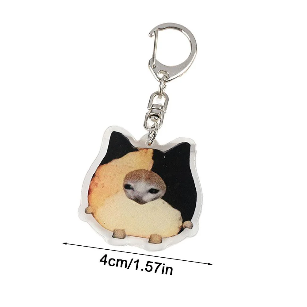 Meme Cat Food Fruit Faced Animal Acrylic Keychains - Image 9