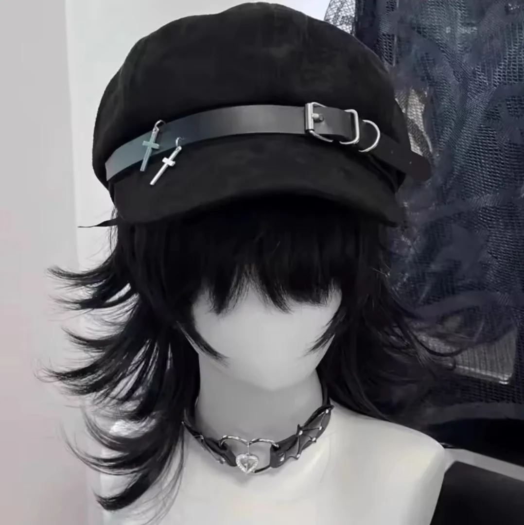 Gothic Cross Buckle Beret Hat - Image 2