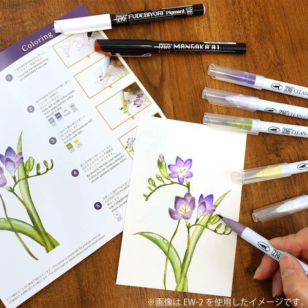 Kuretake ZIG - Fude Brush Pen Clean Colours - Watercolor Illustration Beginner Lessons - Image 5