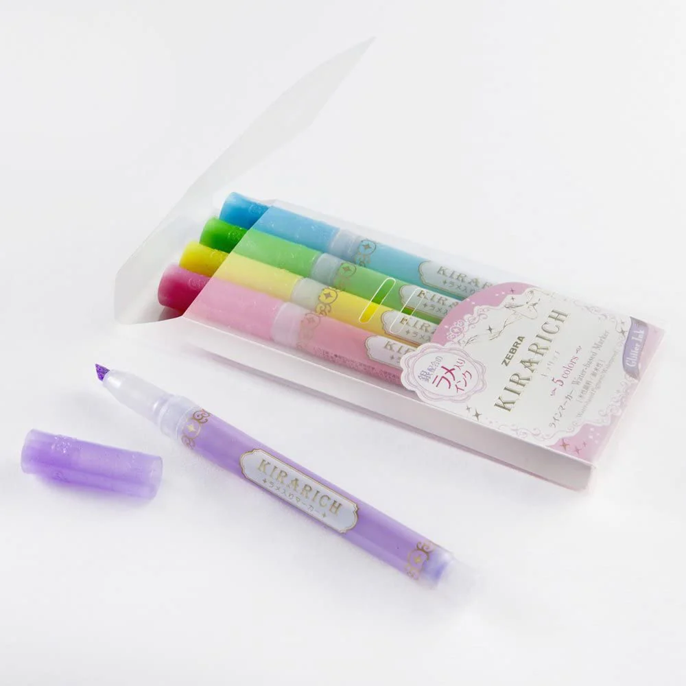 Zebra Kirarich Sparkle Glitter Highlighters Set of 5 - Image 9