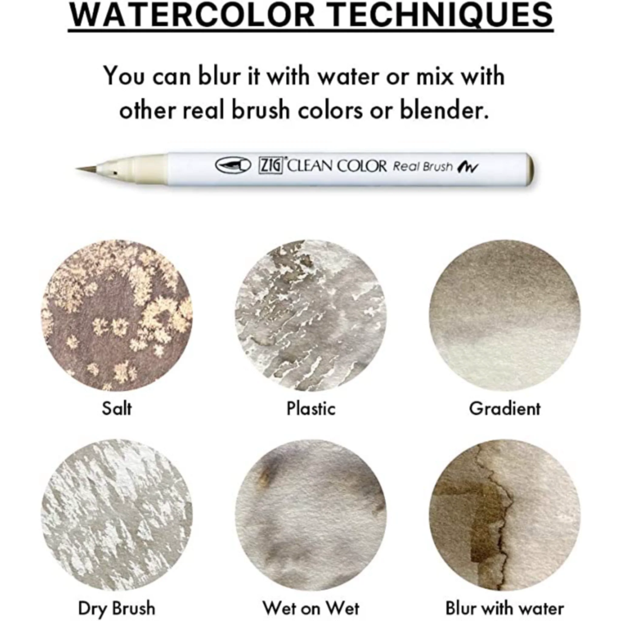 RESTOCK! Kuretake ZIG - Clean Color Real Brush Pen Markers - Warm Grey Set of 6 - Image 6