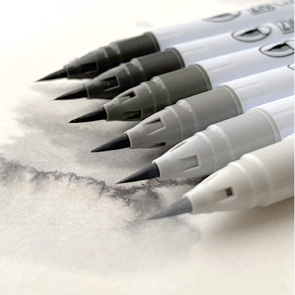 RESTOCK! Kuretake ZIG - Clean Color Real Brush - Cool Grey Set of 6 - Image 4