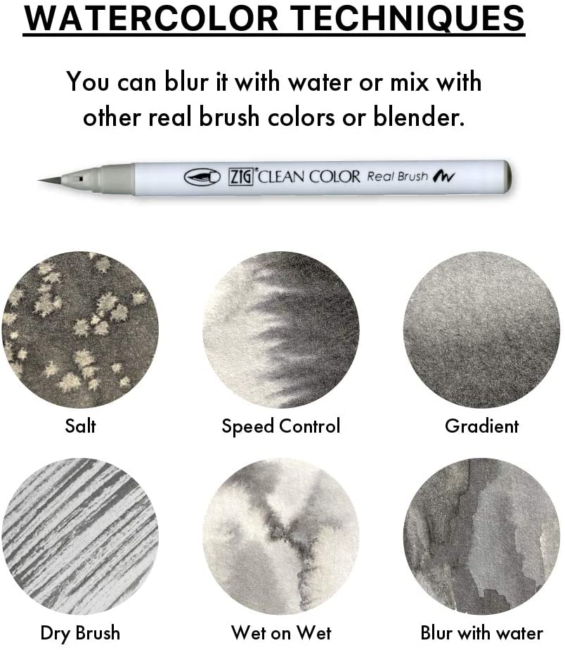 RESTOCK! Kuretake ZIG - Clean Color Real Brush - Cool Grey Set of 6 - Image 5